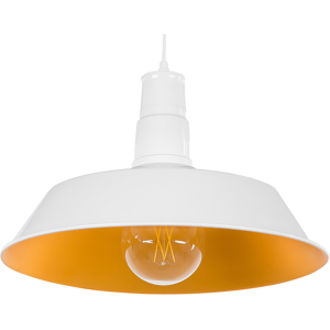 Beliani 1 Light White Ceiling Pendant Lamp Round Shade Aluminium Shiny Modern Kitchen Living Room Material:Aluminium Size:46x177x46