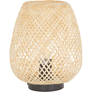 Beliani Table Lamp Light Wood Bamboo 30 cm Boho Style Home Decor Accessory Material:Bamboo Wood Size:23x30x23