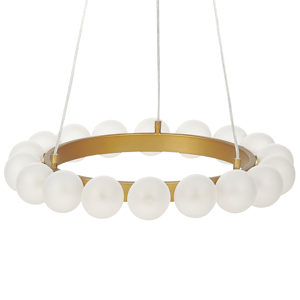 Beliani Pendant Lamp Gold Metal Iron Hanging Light Glass Shade Round Shape Modern Glamour Lighting Living Room Dining Room Bedroom Material:Iron Size:59x146x59