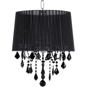 Beliani Pendant Lamp Silver Black Shade Glam Crystal Chandelier with 3 Lights Material:Polyamide Size:40x120x40