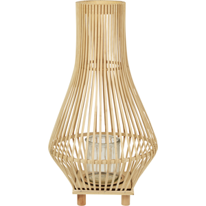 Beliani Candle Lantern Light Wood Willow 58 cm with Glass Floor Candle Holder Boho Style Indoor Material:Willow Wood Size:30x58x30