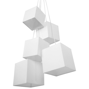 Beliani 5-Light Cluster Pendant White Lamp Square Fabric Shades Material:Polyester Size:45x156x45