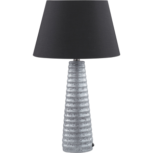 Beliani Table Lamp Silver Ceramic 58 cm Geometric Pattern black Empire Shade Bedside Living Room Bedroom Lighting Retro Style Material:Ceramic Size:33x58x33