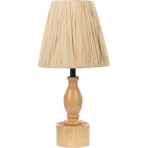 Beliani Table Lamp Light Oak Wood Base Paper Natural Shade Bedside Table Light  Material:Oak Wood Size:20x41x20