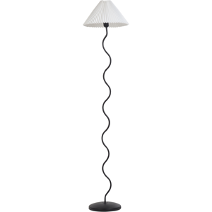 Beliani Floor Lamp Black and White Metal Base Plastic Pleated Lamp Shade Vintage Retro Style Material:Iron Size:25x161x25