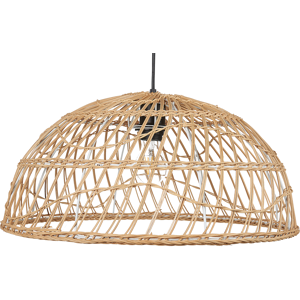 Beliani Pendant Lamp Natural Beige Rattan Open Work Shade Black Cord Boho Lightning Hanging Light Material:Rattan Size:51x23x51