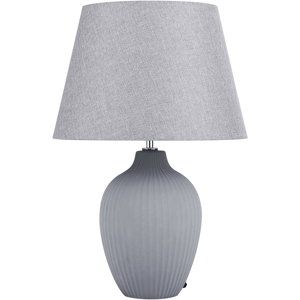 Beliani Table Lamp Grey Ceramic 52 cm Empire Shade Bedside Living Room Bedroom Lighting Retro Style Material:Ceramic Size:33x52x33