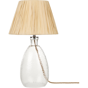 Beliani Table Lamp Clear Glass Base Paper Natural Shade Bedside Table Light  Material:Glass Size:30x54x30