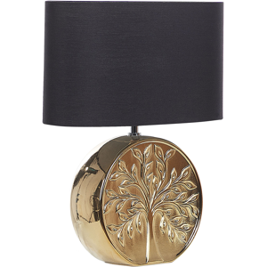 Beliani Table Lamp Gold Ceramic 49 cm Glam Night Light Shade Tree Motif Glossy Bedroom Living Room Material:Ceramic Size:20x48x38