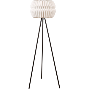 Beliani Floor Lamp White Paper Shade Black Metal Legs Modern Contemporary Design Tripod Base Standing Light Material:Paper Size:35x138x35