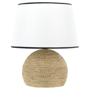 Beliani Table Lamp Natural Rope Straw Base White Fabric Shade Material:Straw Size:38x46x38