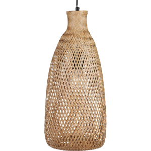 Beliani Pendant Lamp Natural Beige Rattan Open Work Shade Black Cord Boho Lightning Hanging Light Material:Bamboo Wood Size:23x48x23