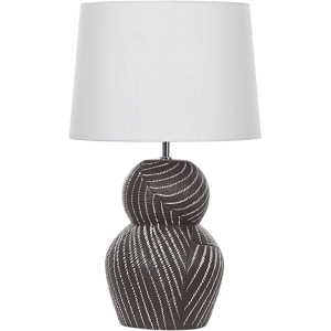 Beliani Table Lamp Black Ceramic Base 63 cm White Fabric Shade Classic Bedside Table Light Material:Ceramic Size:38x63x38