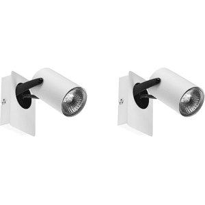 Beliani Set of 2 Wall Lamps White Metal Adjustable Arm Industrial Material:Metal Size:7x15x10