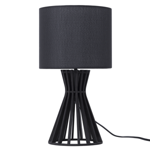 Beliani Table Lamp Black Wood and Fabric Lampshade Contemporary Material:Plywood Size:27x37x27