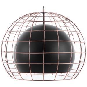 Beliani Ceiling Lamp Black Metal 128 cm Pendant Cage Shade Industrial Material:Metal Size:38x128x38