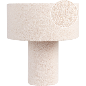 Beliani Bedside Table Lamp Beige Base Boucle Drum Shade 40 cm Modern Style Living Room Bedroom Material:Boucle Size:35x40x35