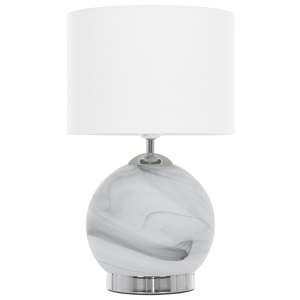 Beliani Bedside Table Lamp Silver Round Base White Drum Shade Material:Iron Size:24x40x24