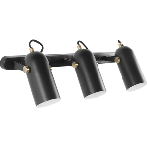 Beliani Wall Lamp Black Metal 3 Light Spotlight Shade Adjustable Industrial Home Office Material:Metal Size:8x23x54