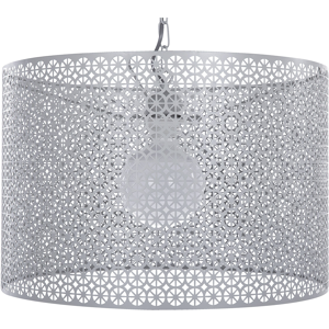 Beliani Pendant Ceiling Lamp Grey Patterned Metal Drum Round Shade Cylindrical Novelty Modern Material:Metal Size:44x82x44