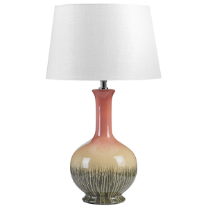 Beliani Table Lamp Multicolour Ceramic Base Fabric Shade Painted Night Lamp Desk Light Modern Design Material:Ceramic Size:32x54x32