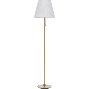 Beliani Floor Lamp Brass White Polyester Iron 148 cm Empire Shade Light Bedroom Living Room Retro Classic Material:Iron Size:35x148x35