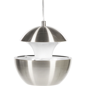 Beliani Pendant Lamp Silver Metal White Inner Modern Design Hanging Kitchen Lighting Material:Metal Size:20x180x20