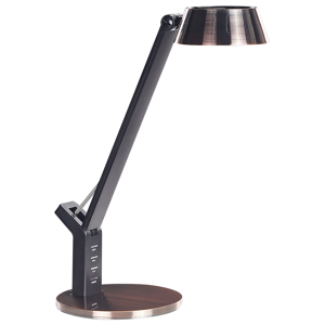 Beliani LED Desk Lamp Copper Metal Table Lighting Reading Computer Lamp Adjustable Arm Dimmer Colour Temperature USB Port Material:Steel Size:17x40x17
