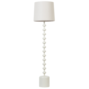 Beliani Floor Lamp White Linen Metal 160 cm Decorative Base Shade Modern Style Living Room Office Bedroom Material:Linen Size:36x160x36