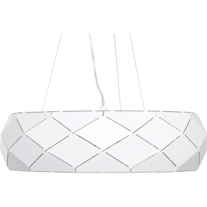 Beliani Ceiling Lamp White Metal 121 cm Geometric Shade Contemporary Material:Metal Size:40x121x40