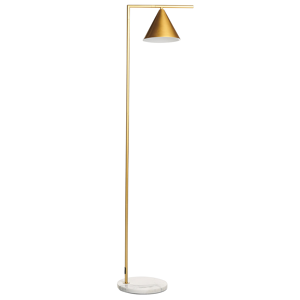 Beliani Floor Lamp Gold Marble Base Cone Shade Office Study Modern Material:Iron Size:28x155x35