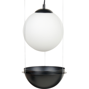 Beliani Pendant Lamp Black Glass Shade Round Globe Shape Hanging Light Material:Glass Size:25x178x25