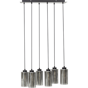 Beliani Hanging Lamp Grey and Black Iron Base Glass Smoked Shade 6 Light Point Home Accessories Illumination  Material:Glass Size:30x105x60