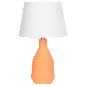 Beliani Table Lamp Orange Ceramic Base Linen Shade 53 cm Fabric Drum White Bedside Living Room Bedroom Lighting Traditional Material:Ceramic Size:33x53x33
