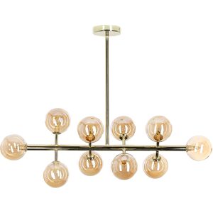 Beliani Pendant Lamp Gold Steel and Glass 10 Lights Modern Design Ceiling Light Glam Material:Steel Size:34x68x90