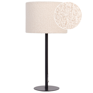 Beliani Bedside Table Lamp Beige Boucle Drum Shade Metal Base 40 cm Modern Style Living Room Bedroom Material:Boucle Size:20x40x20
