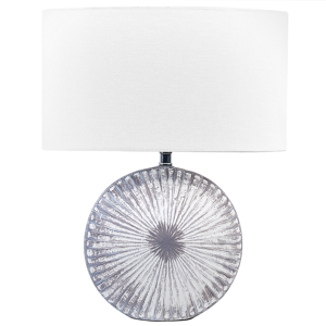 Beliani Table Lamp Grey Ceramic Base Fabric Shade Painted Night Lamp Desk Light Classic Design Material:Ceramic Size:32x40x32