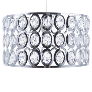Beliani Pendant Lamp Silver Acrylic Crystals Durum Open Round Shade Glam Design Material:Metal Size:36x137x36