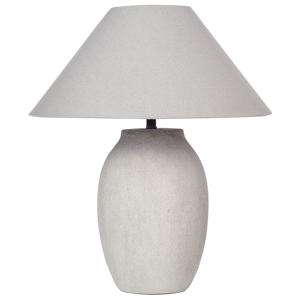 Beliani Table Lamp Grey Ceramic Base Fabric Linen Shade Bedside Table Night Light Material:Ceramic Size:45x58x45