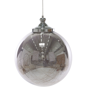 Beliani Pendant Lamp Glass Silver Elements Globe Shape Modern Material:Glass Size:40x150x40