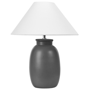 Beliani Table Lamp Black Ceramic 53 cm White Cone Shade Handmade Bedside Living Room Bedroom Lighting Material:Ceramic Size:40x52x40