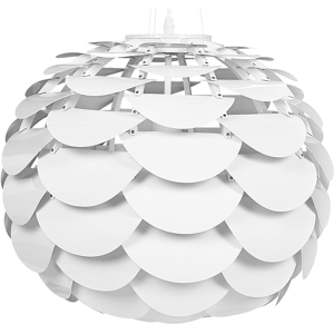 Beliani Pendant Lamp White Metal Pine Cone Hanging Light Material:Metal Size:40x160x40