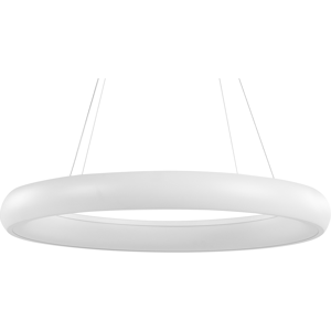 Beliani Pendant Lamp White Steel Aluminium Integrated LED Lights Ring Round Shape Hanging Modern Glamour Lighting Material:Steel Size:60x150x60