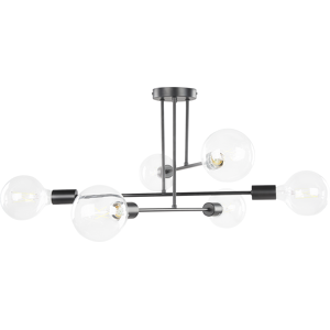 Beliani Ceiling Lamp Black Metal 33 cm 6 Lights Iron no Shades Living Room Bedroom Industrial Modern Material:Metal Size:61x33x61