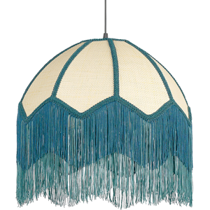 Beliani Pendant Lamp Blue Paper Fabric 182 cm Fringed with Tassels Lighting Hanging Light Retro Vintage Material:Paper Size:42x192x42