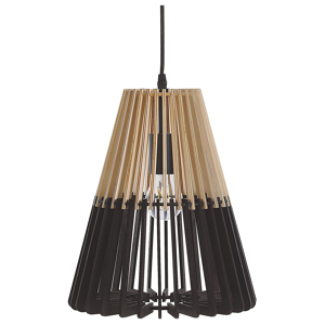 Beliani Hanging Lamp Pendant Lamp Light Wood Black Scandinavian Design Material:Plywood Size:30x35x30