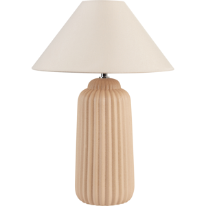 Beliani Table Lamp Beige Ceramic Cone Shade Riffled Base Bedside Living Room Bedroom Lighting Material:Ceramic Size:35x50x35