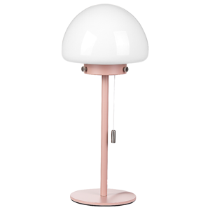 Beliani Table Lamp Pink Metal Base Glass Shade Pull Switch Minimalistic Style Home Office Light Material:Glass Size:17x39x17
