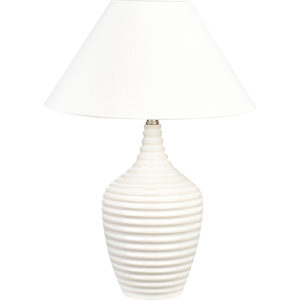 Beliani Table Lamp Beige Ceramic Base Fabric Shade Ambient Lighting Bedside Table Lamp Material:Ceramic Size:34x56x34