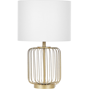 Beliani Table Lamp Metal Gold Cage Base Bedroom Lightning Bedside Table Living Room Bedroom  Material:Steel Size:35x58x35